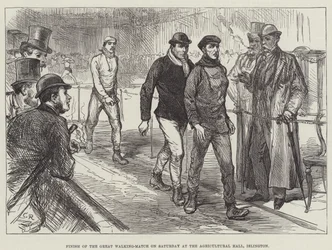 Ende des großen Geh-Wettbewerbs am Samstag in der Agricultural Hall, Islington